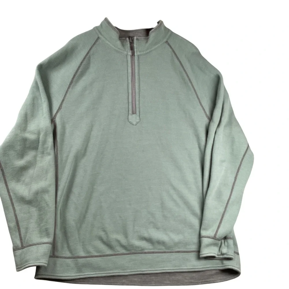 Tommy Bahama Reversible Pullover Men Grey/Green Quarter Zip (large/Xl SEE PIC)